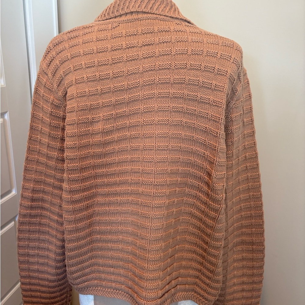 Talbots Tan Textured Knit Cardigan w/ Gold Buttons - Picture 2 of 8